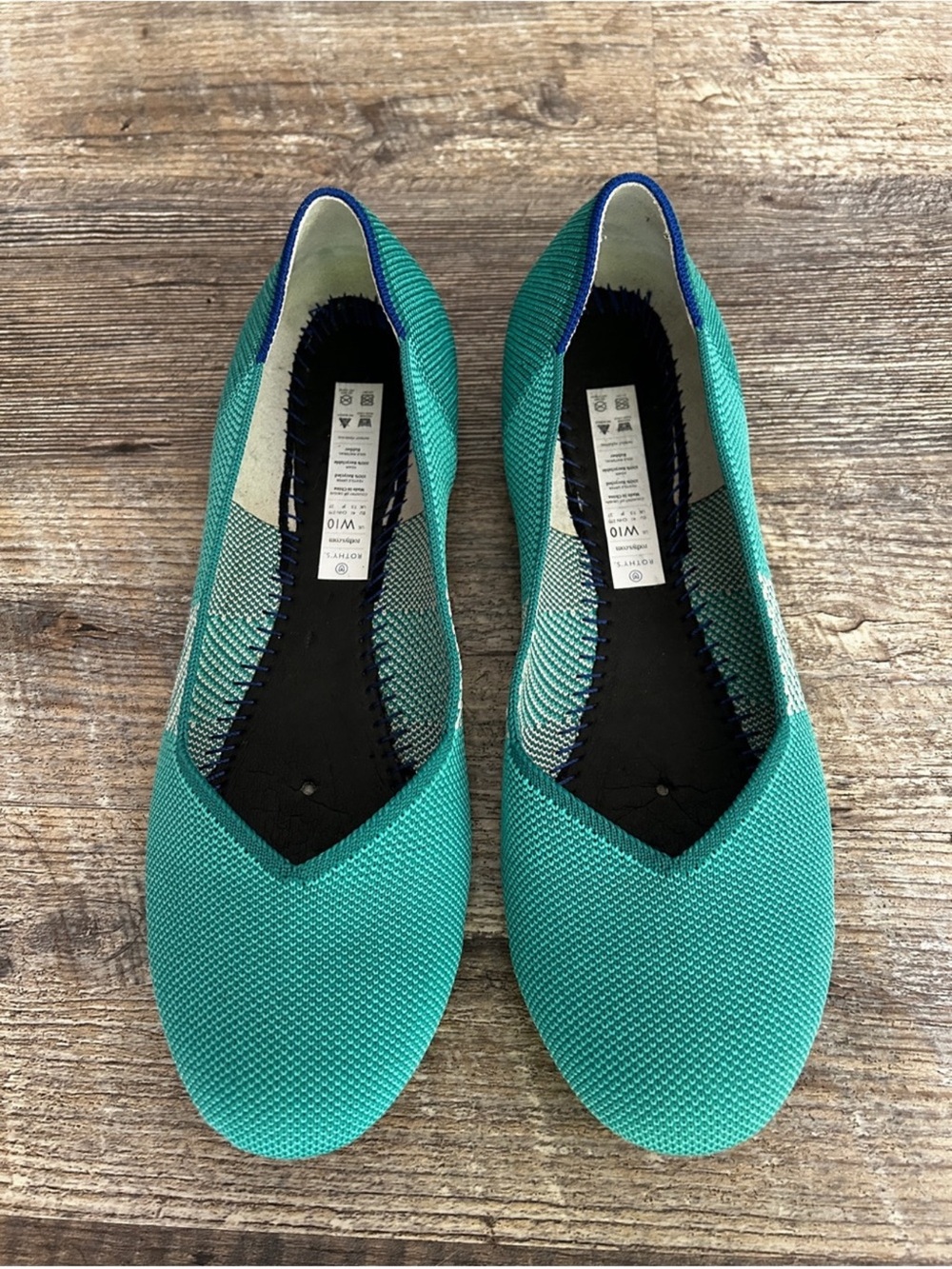 Rothy's Teal Knit Ballet Flats